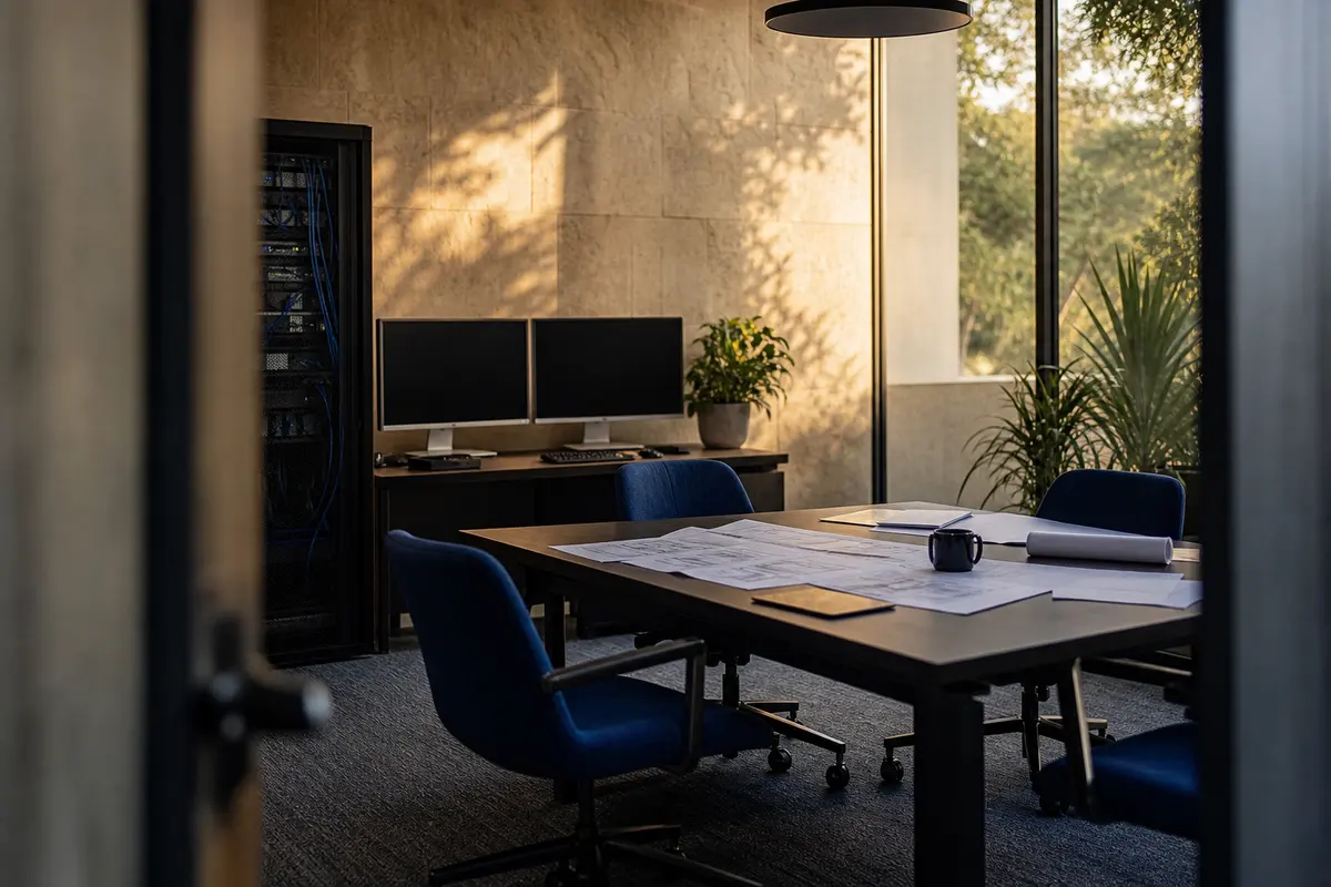 Editorial platform planning scene for Dedicated Hosting in Arizona City, Arizona