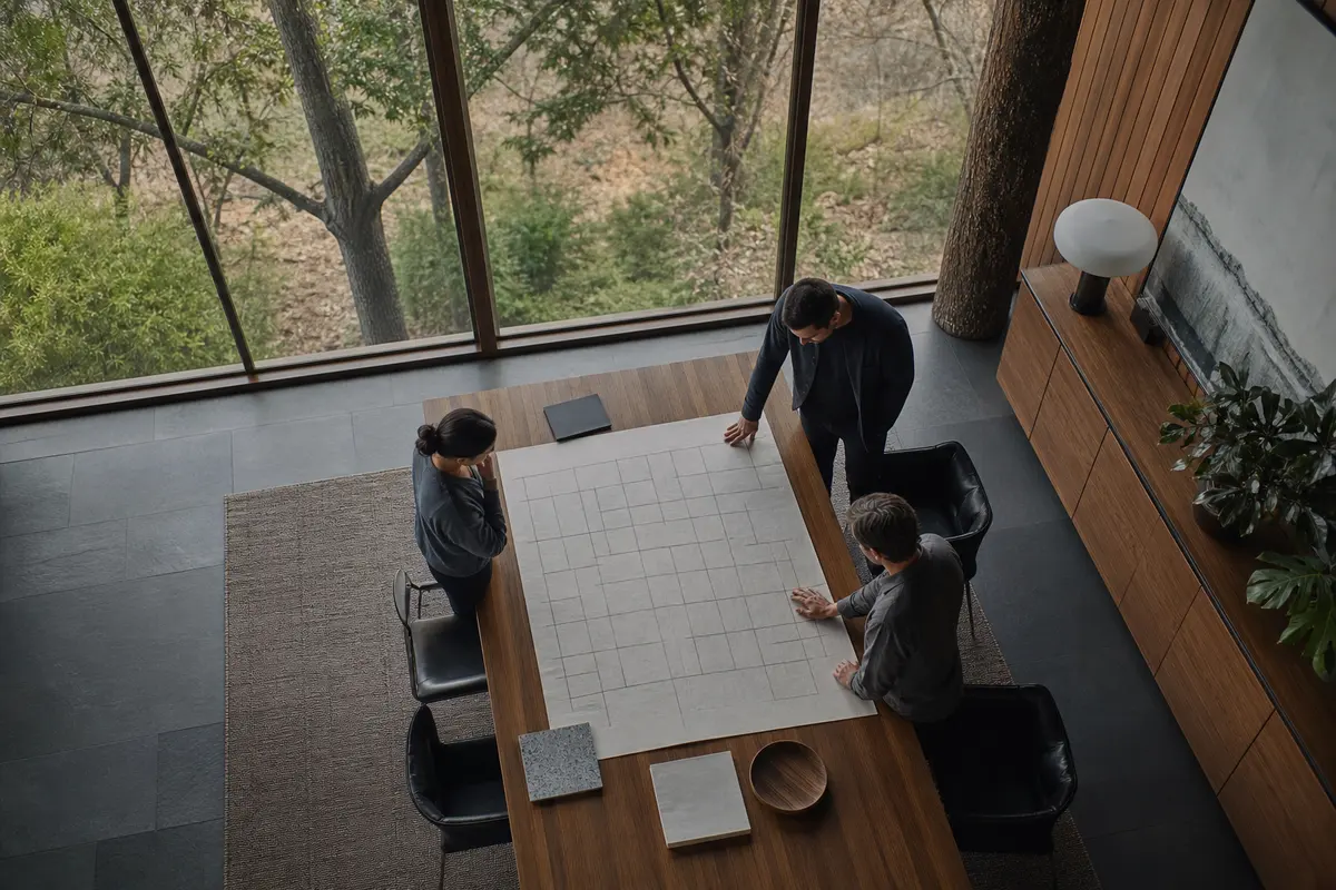 Editorial marketing planning scene for AI SEO in Tuba City, Arizona
