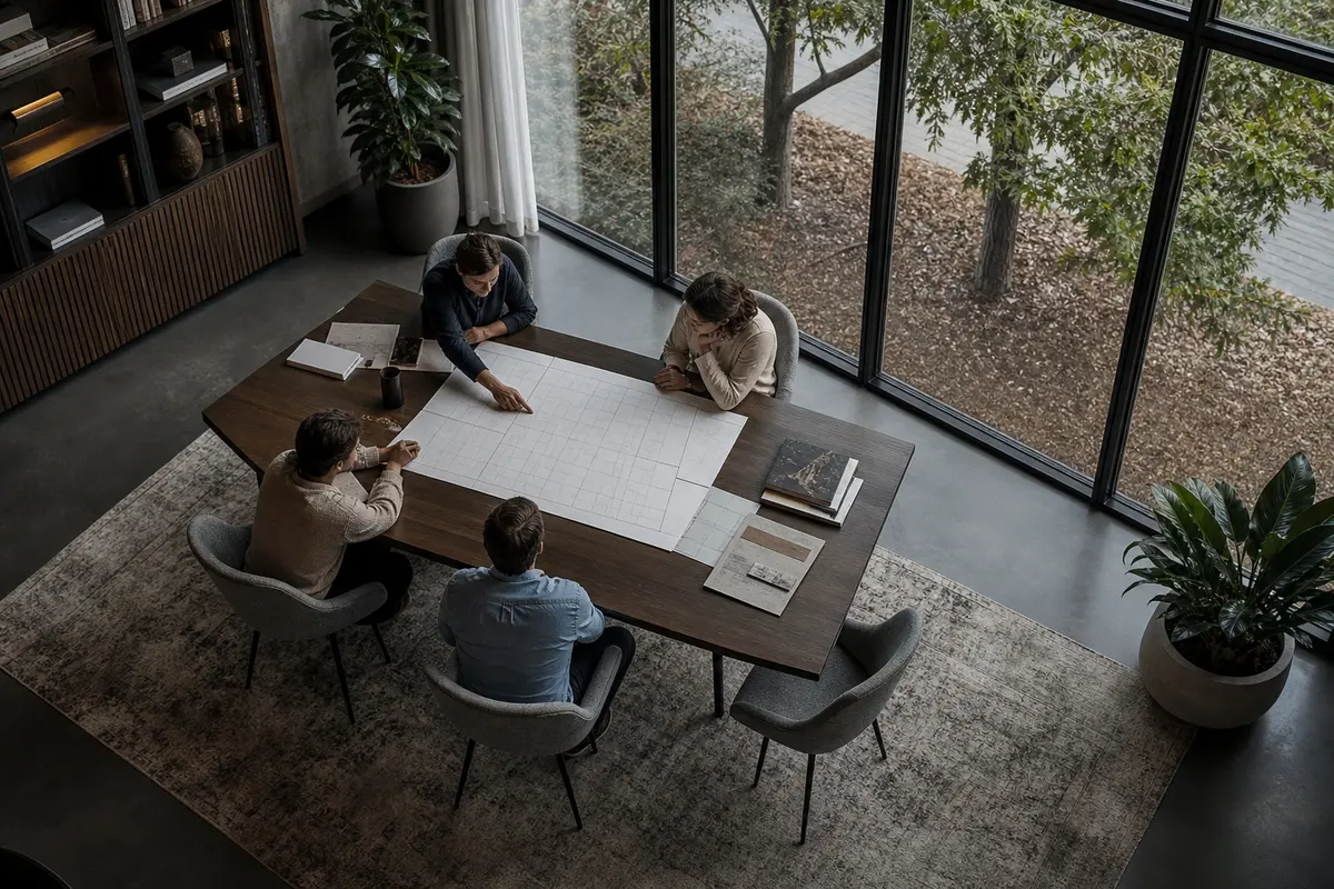 Editorial marketing planning scene for AI SEO in Arkadelphia, Arkansas