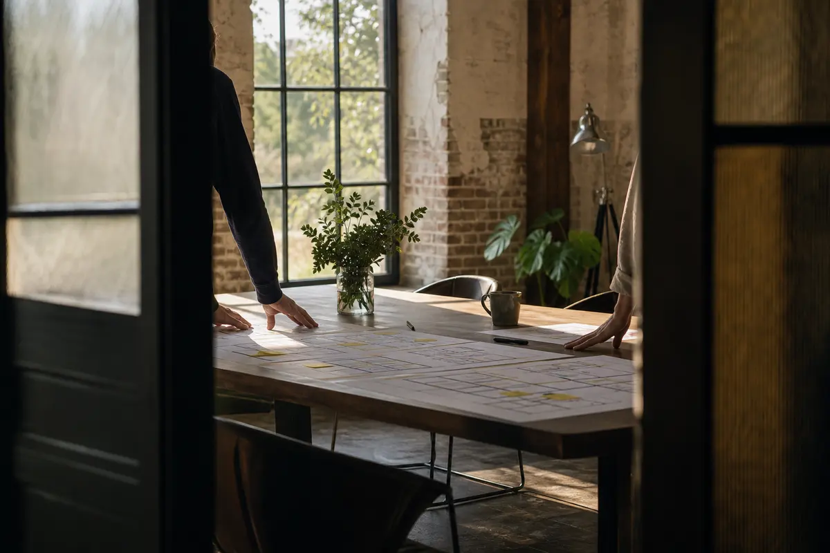 Editorial marketing planning scene for AI SEO in Mountain Home, Arkansas