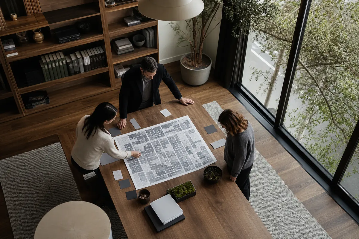 Editorial marketing planning scene for Ashland, California