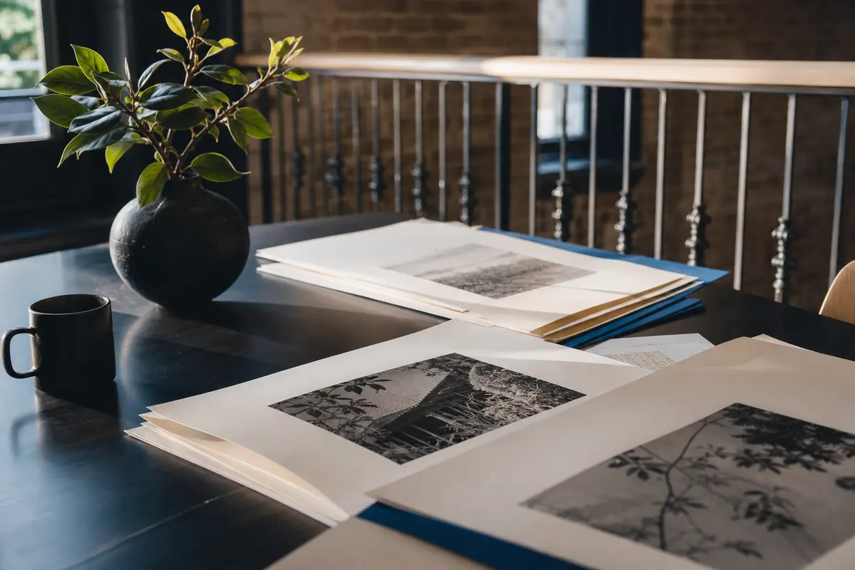 Editorial marketing planning scene for AI SEO in Barstow, California