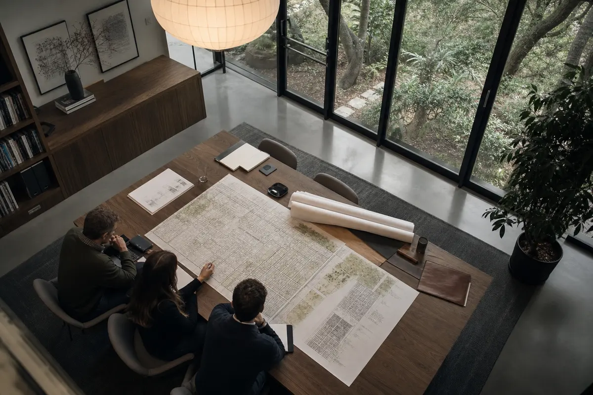 Editorial marketing planning scene for Ben Lomond, California