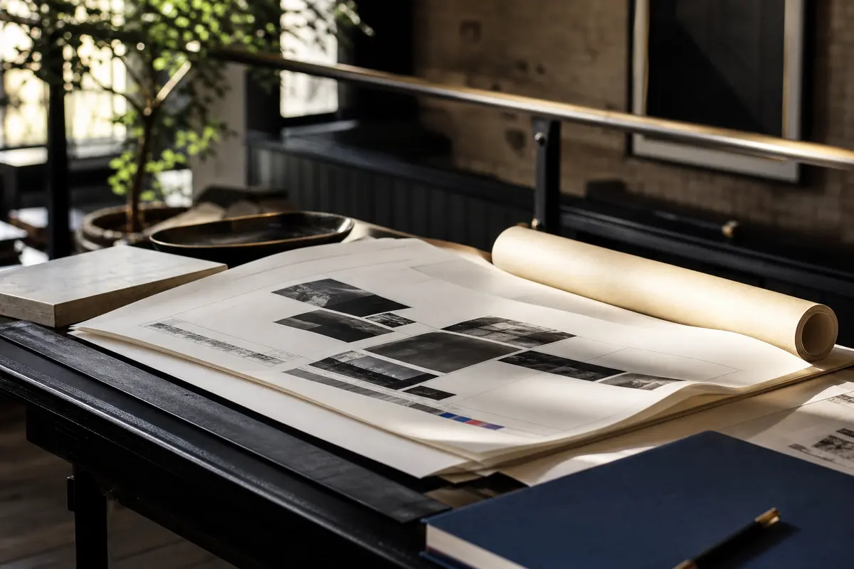 Editorial marketing planning scene for Benton Park, California