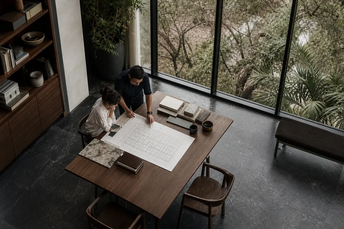 Editorial marketing planning scene for AI SEO in Brawley, California