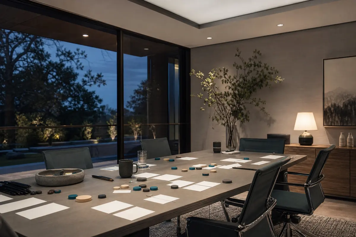 Editorial platform planning scene for ROI Dashboard in Brentwood, California