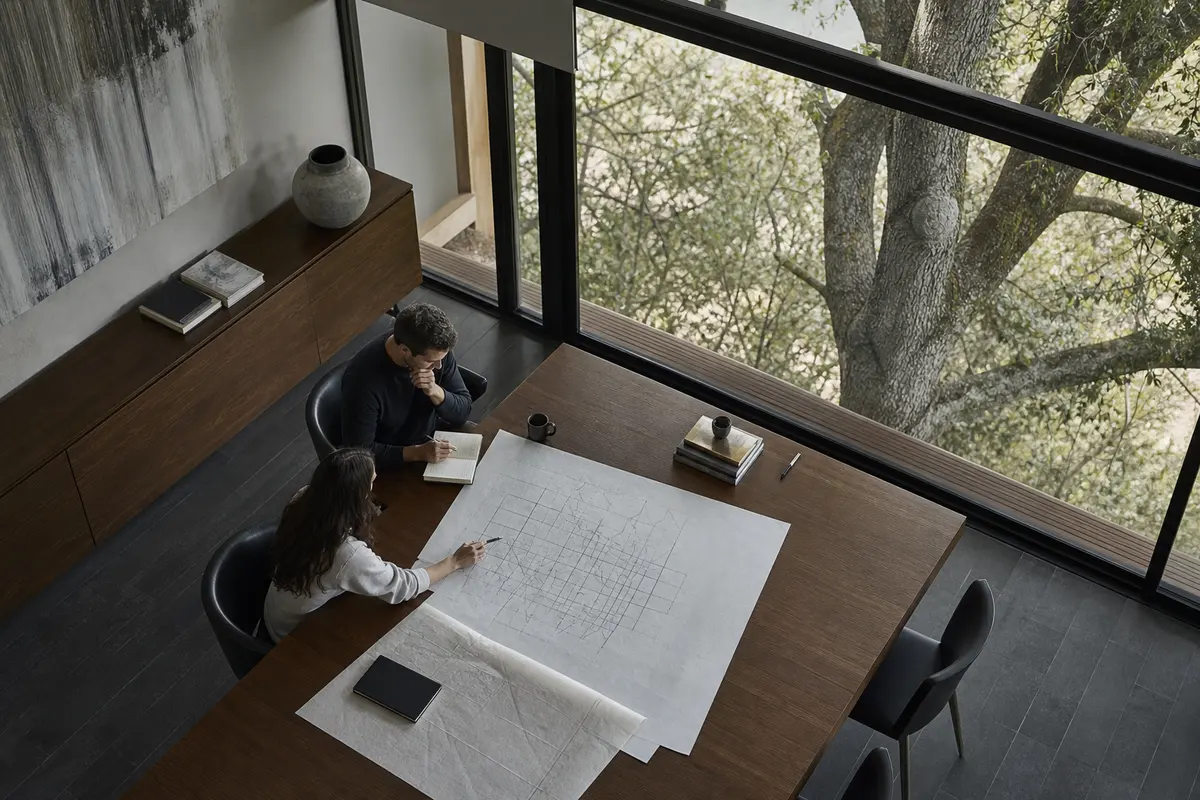 Editorial marketing planning scene for Charter Oak, California
