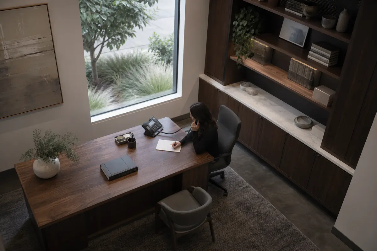 Editorial intake planning scene for AI Answering in Commerce, California