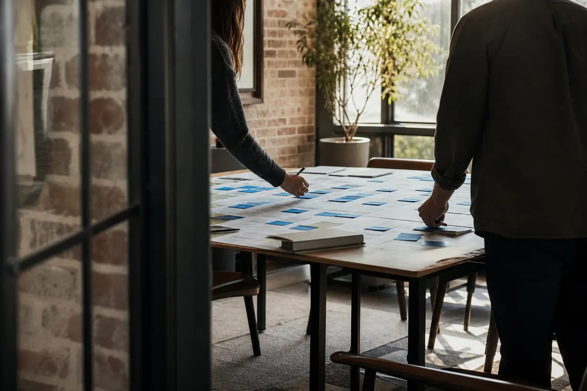 Editorial marketing planning scene for Cupertino, California