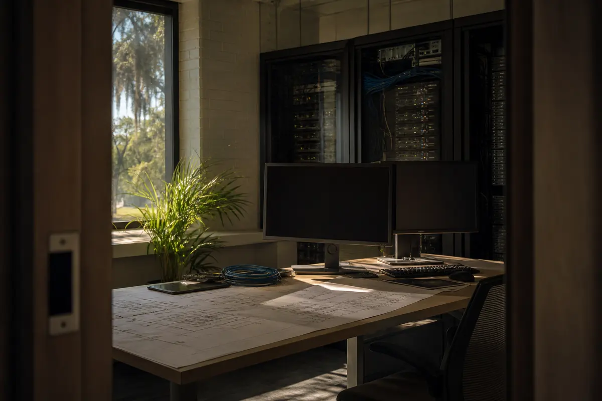 Editorial platform planning scene for Dedicated Hosting in El Rio, California
