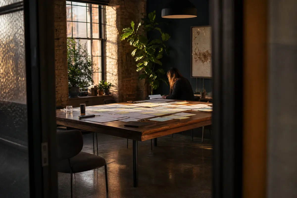 Editorial marketing planning scene for Fortuna, California