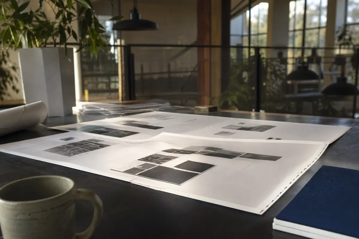 Editorial marketing planning scene for AI SEO in Franklin, California