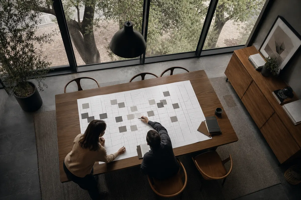 Editorial marketing planning scene for Fresno, California