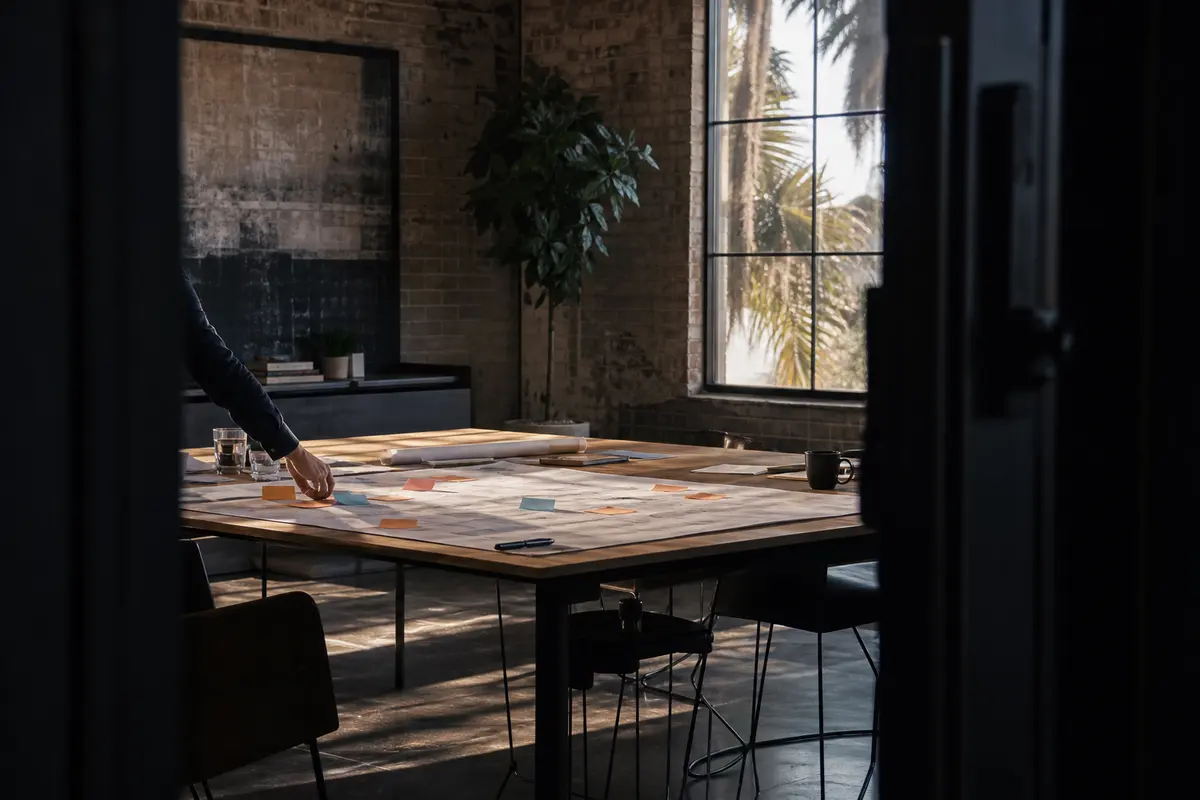 Editorial marketing planning scene for Galt, California