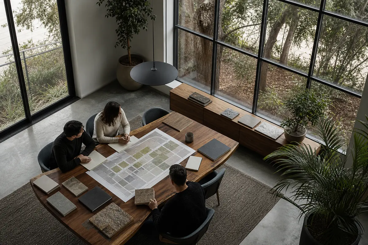 Editorial marketing planning scene for Greenfield, California