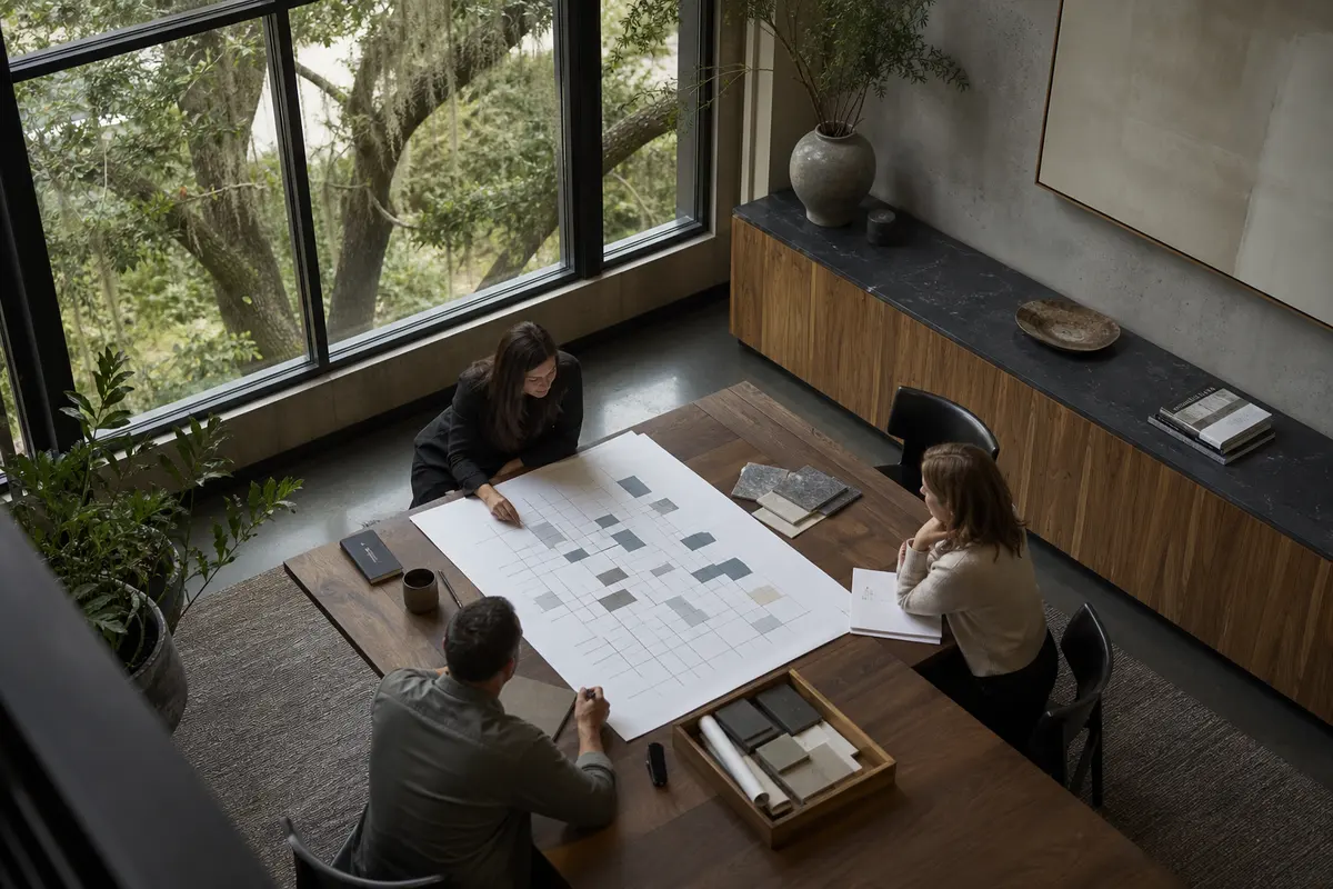 Editorial marketing planning scene for AI SEO in Hercules, California