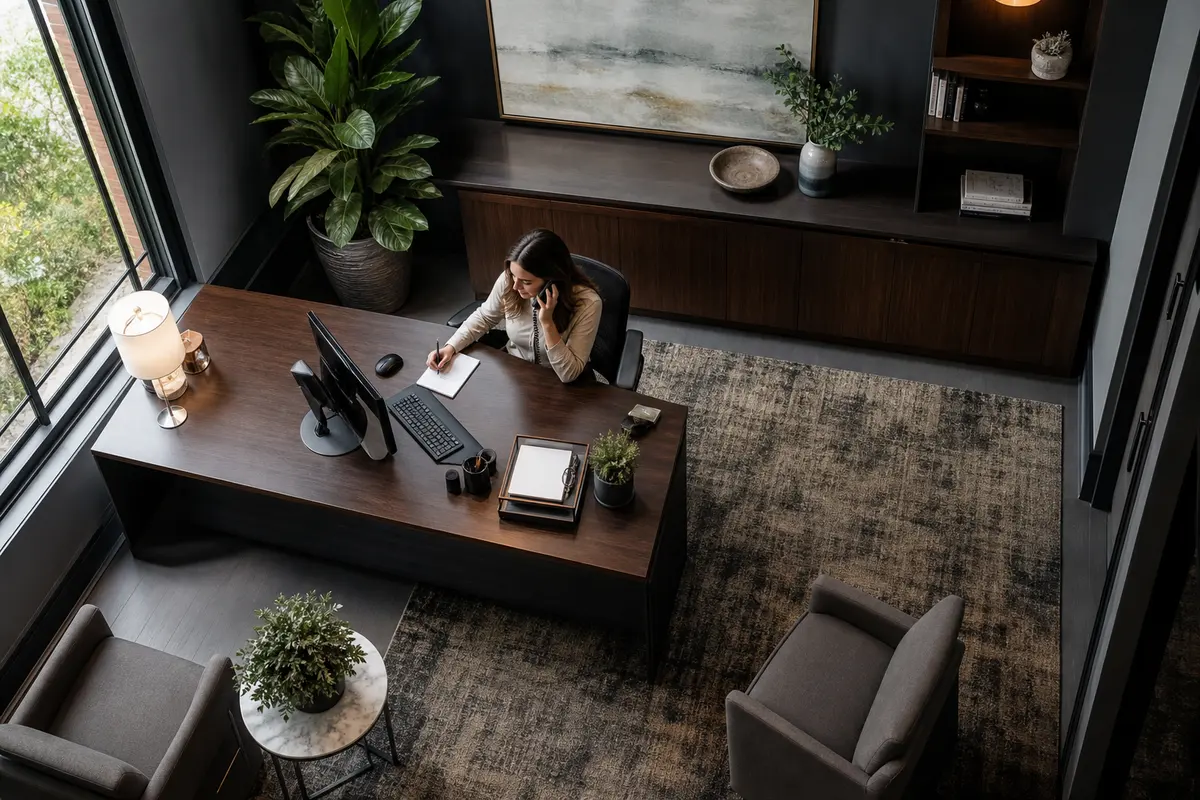 Editorial intake planning scene for AI Answering in Laguna Woods, California
