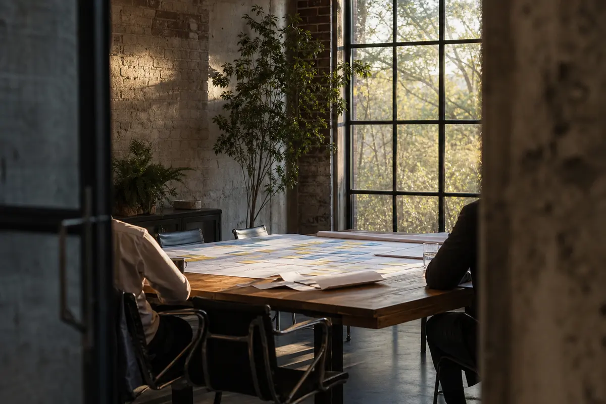 Editorial marketing planning scene for Lake Los Angeles, California