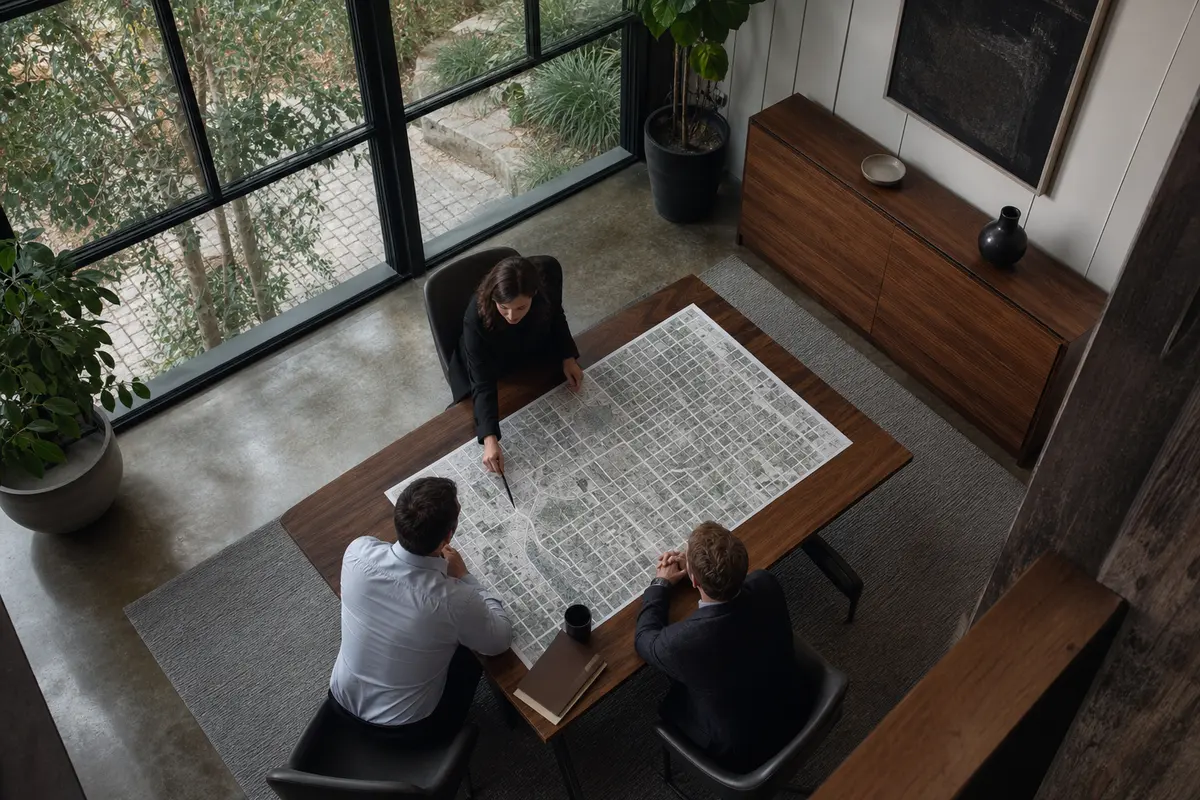 Editorial marketing planning scene for Legal News in La Quinta, California
