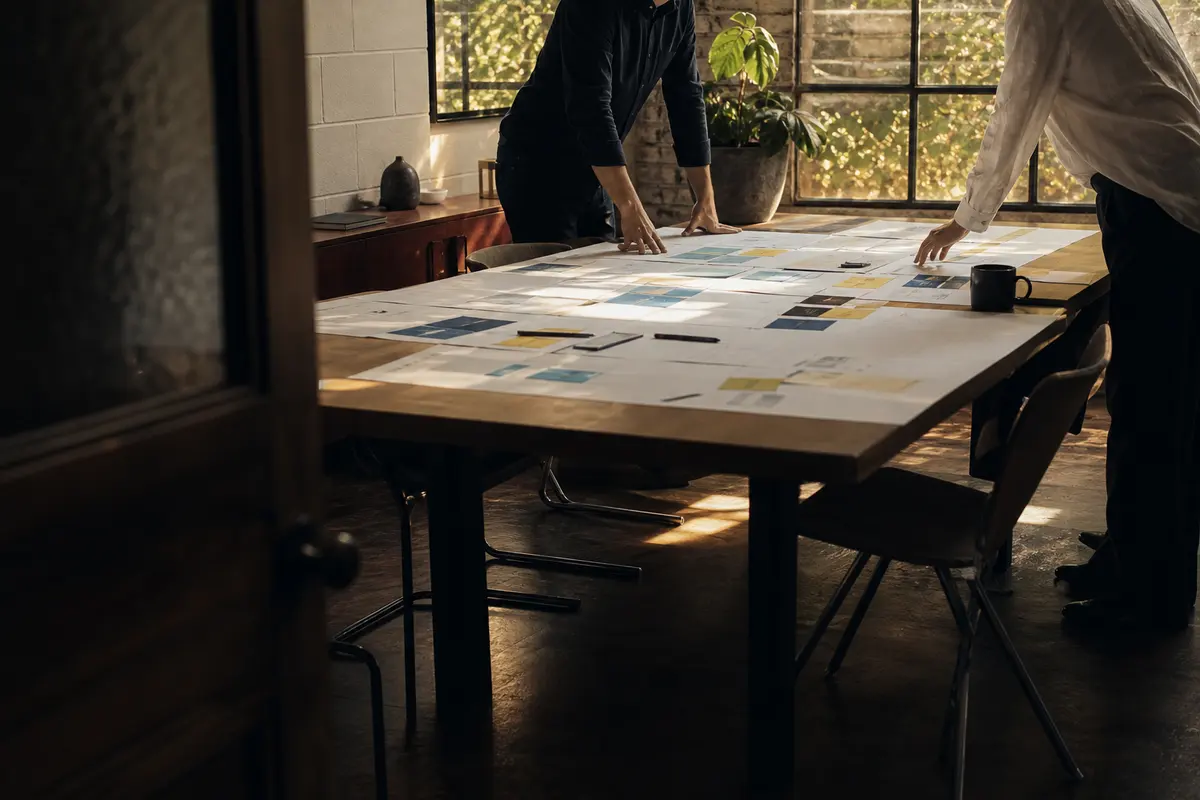 Editorial marketing planning scene for AI SEO in Livingston, California