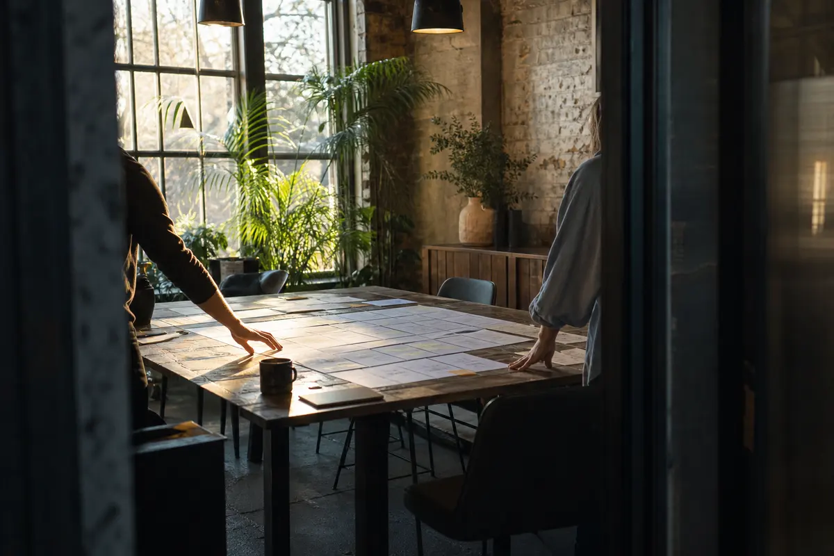 Editorial marketing planning scene for Midway City, California