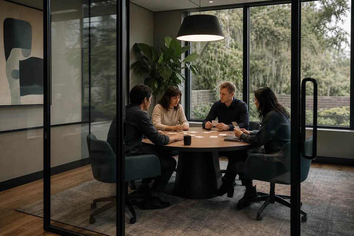 Editorial intake planning scene for Intake Coach in Mountain View, California
