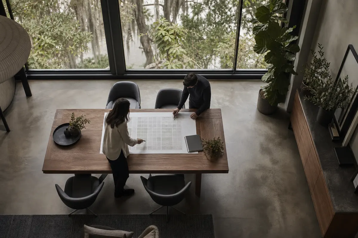 Editorial marketing planning scene for Legal News in Nuevo, California