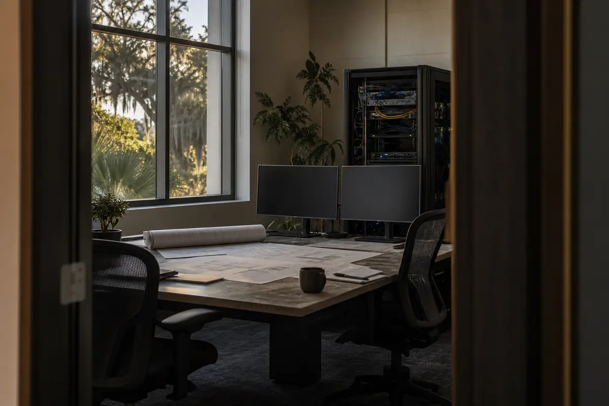 Editorial platform planning scene for Custom Software in Orange Cove, California