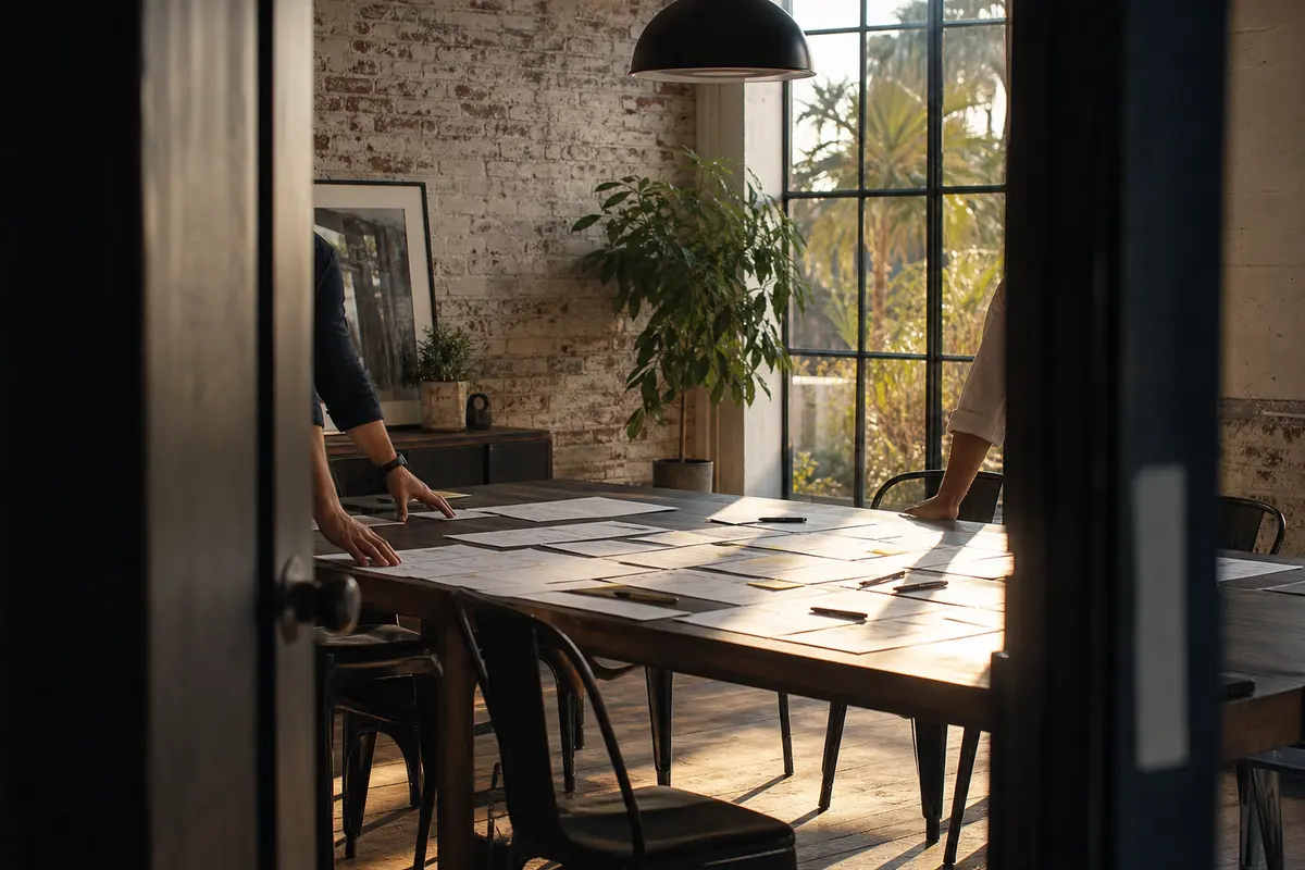 Editorial marketing planning scene for Redding, California