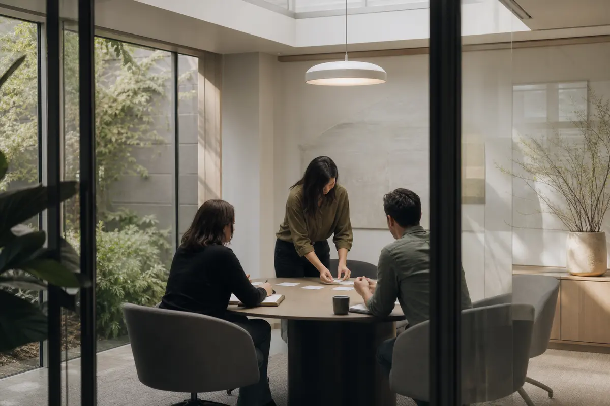 Editorial intake planning scene for Intake Coach in Rodeo, California