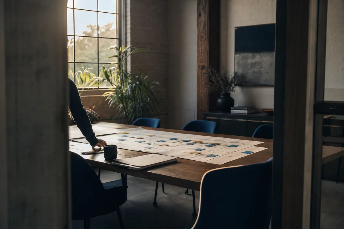Editorial marketing planning scene for Rodeo, California
