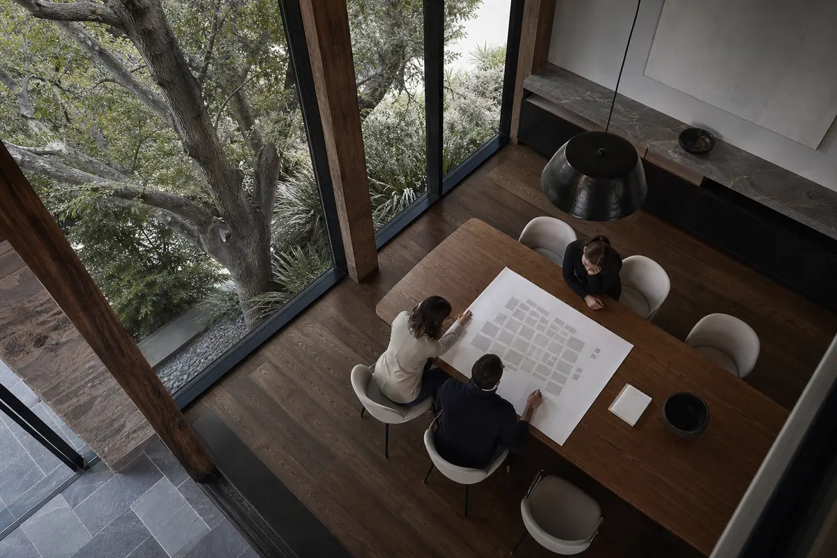 Editorial marketing planning scene for AI SEO in Rolling Hills Estates, California