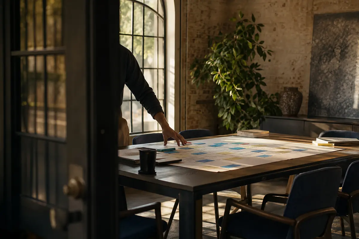 Editorial marketing planning scene for San Bernardino, California