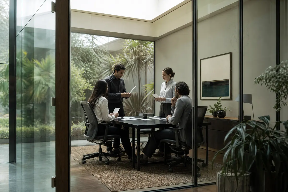 Editorial intake planning scene for AI Answering in San Mateo, California