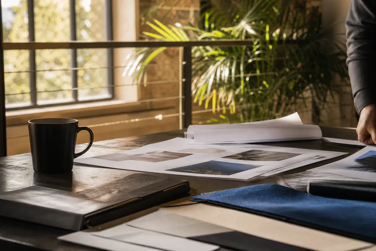 Editorial marketing planning scene for West Modesto, California