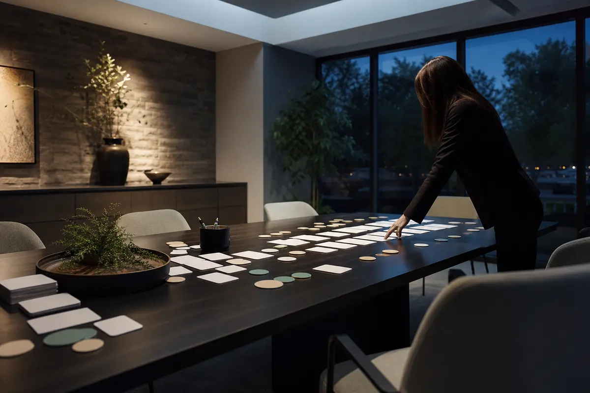 Editorial platform planning scene for ROI Dashboard in West Modesto, California