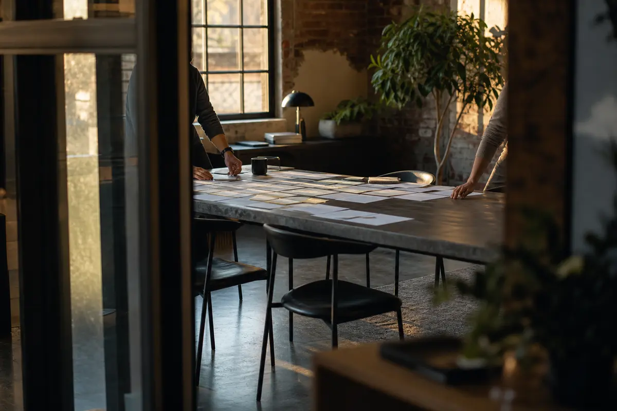 Editorial marketing planning scene for AI SEO in Mansfield, Connecticut