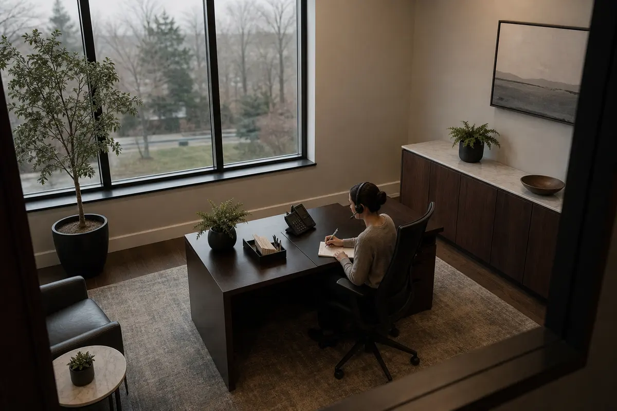 Editorial intake planning scene for AI Answering in Tolland, Connecticut