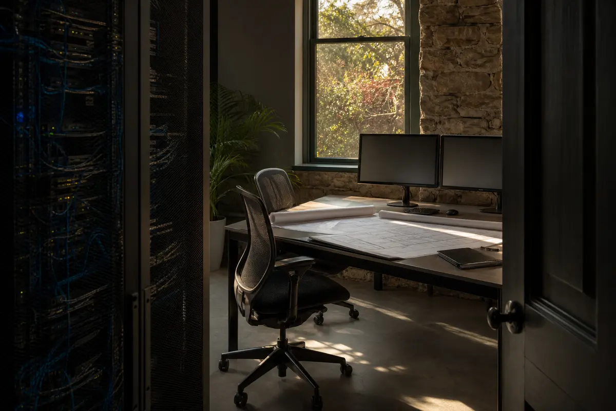 Editorial platform planning scene for Dedicated Hosting in Beacon Falls, Connecticut
