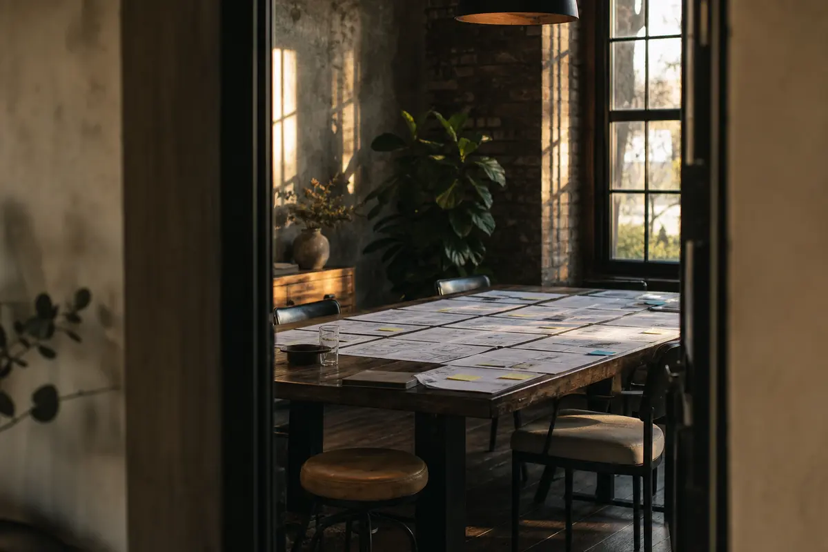 Editorial marketing planning scene for AI SEO in Hamden, Connecticut