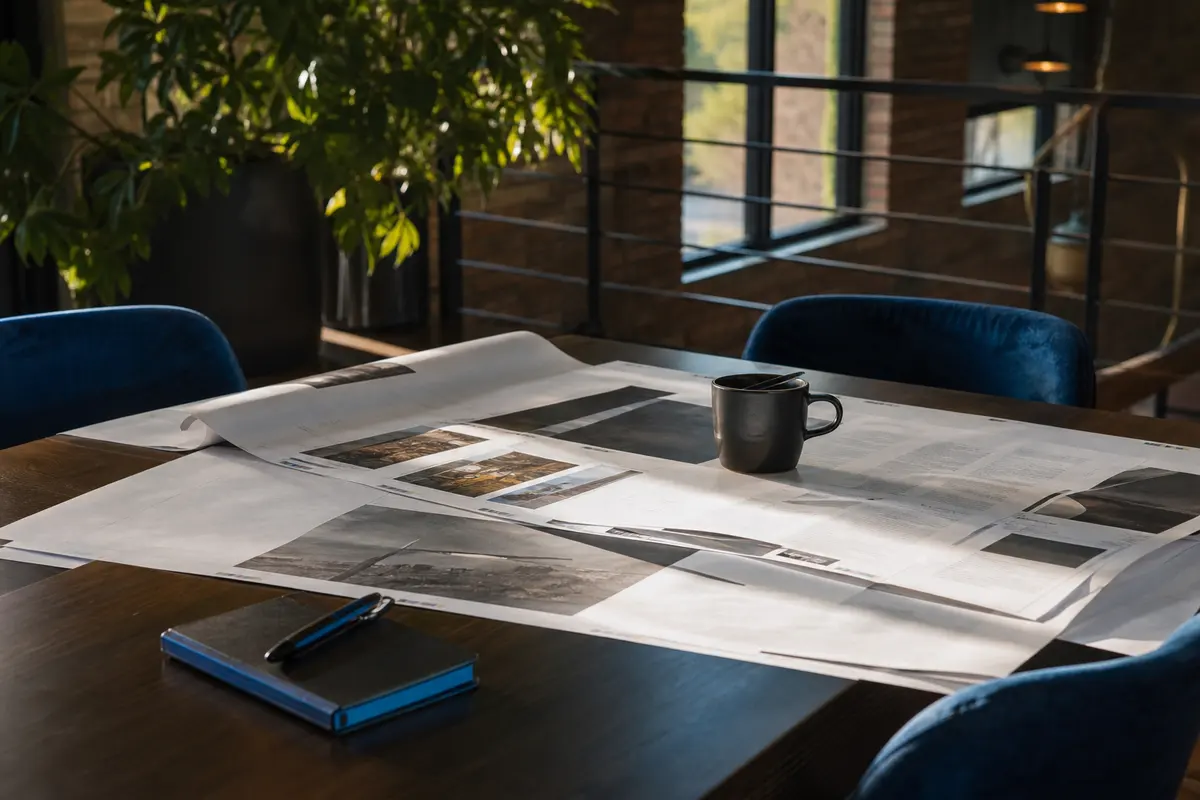 Editorial marketing planning scene for AI SEO in Naugatuck, Connecticut