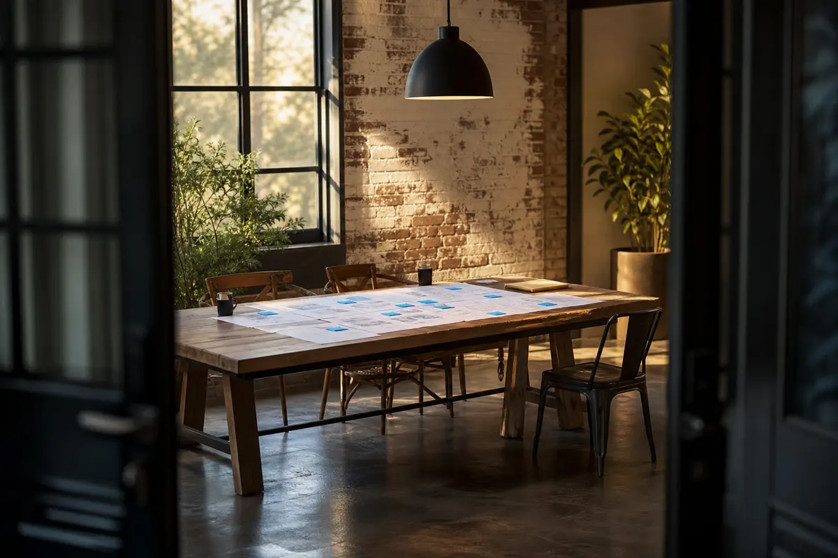 Editorial marketing planning scene for AI SEO in Northford, Connecticut