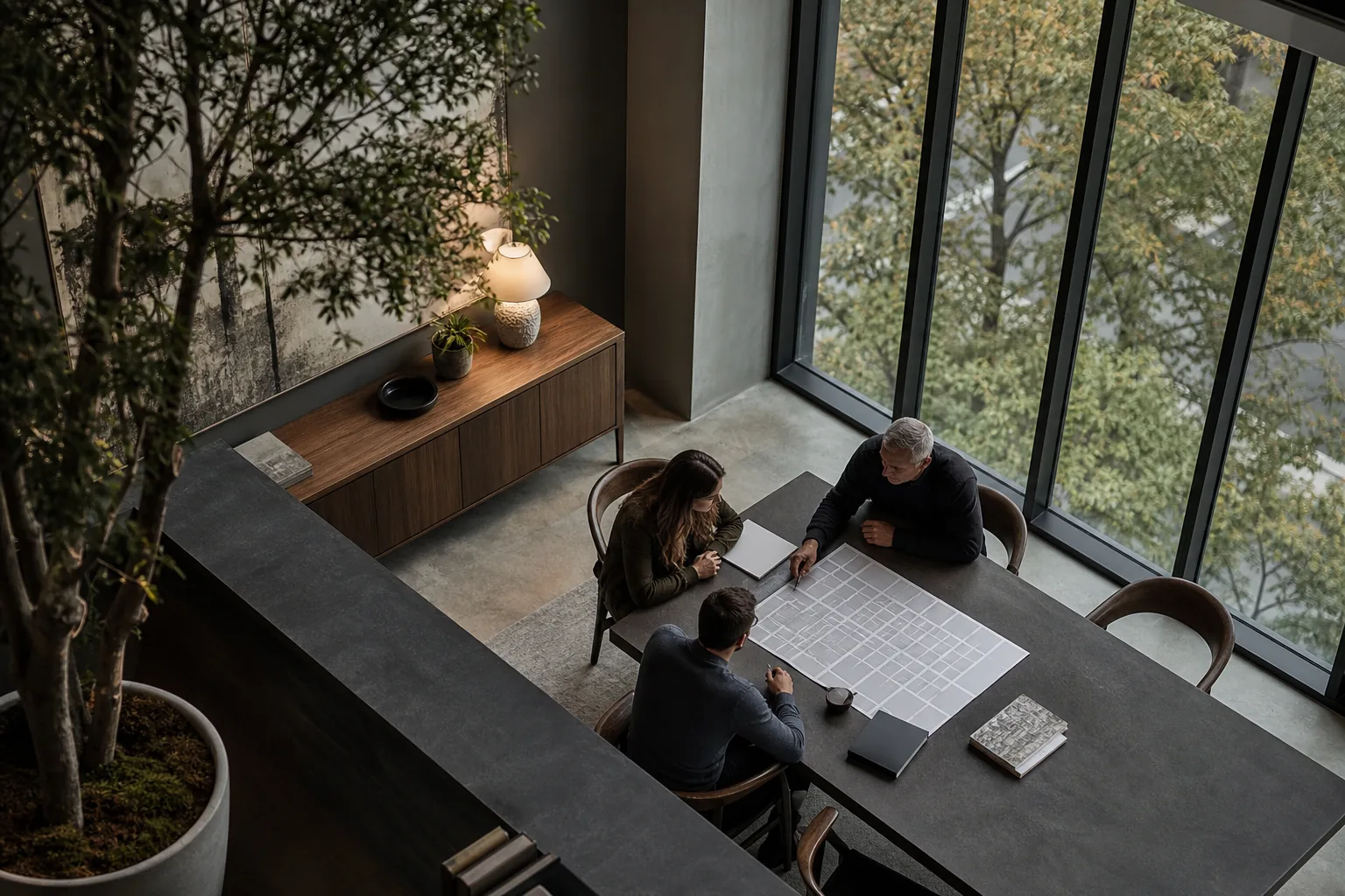 Editorial marketing planning scene for AI SEO in Atlanta, Georgia