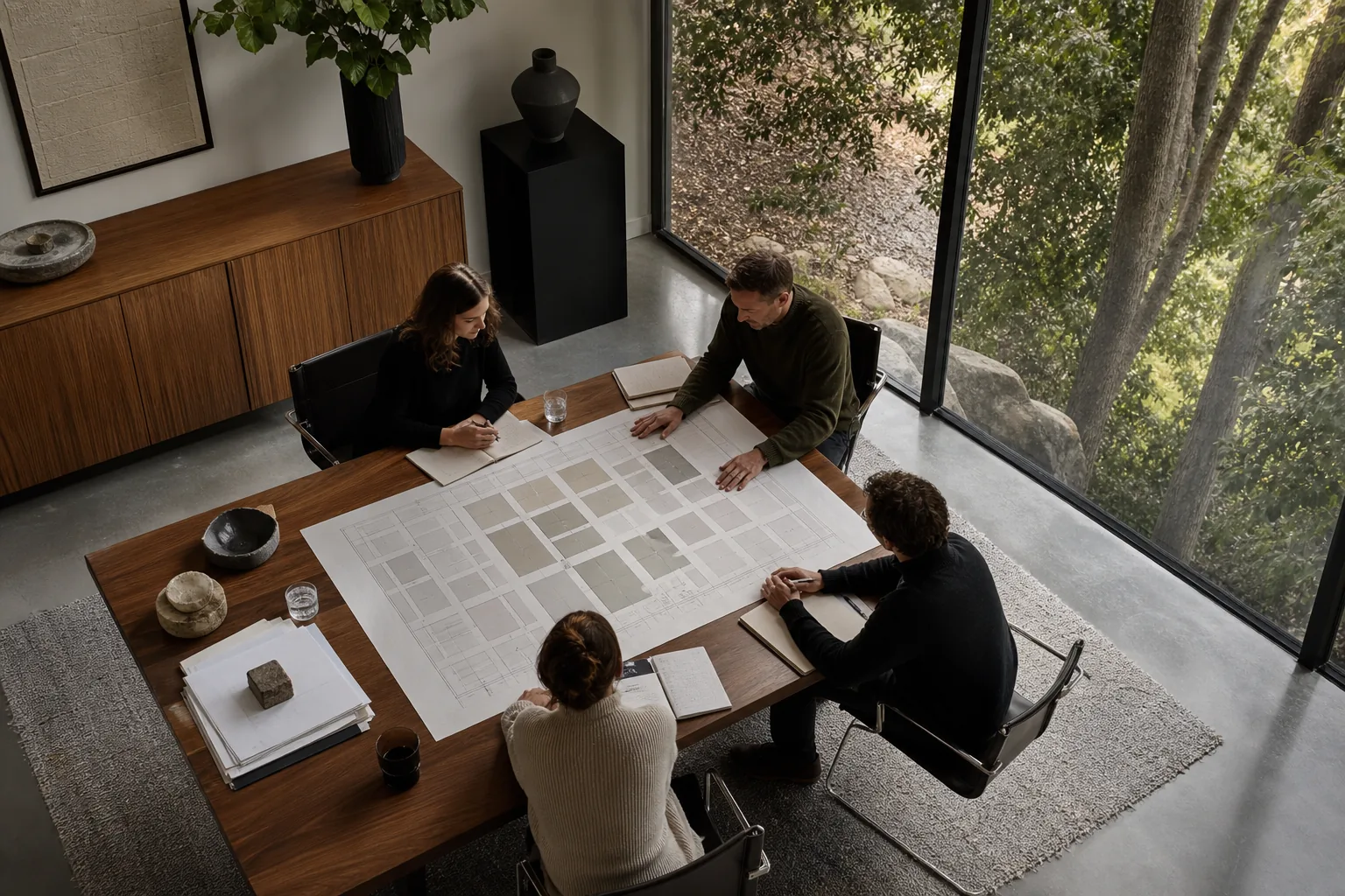 Editorial marketing planning scene for AI SEO in Barnesville, Georgia