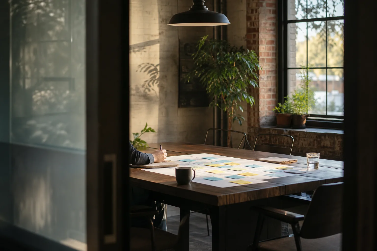 Editorial marketing planning scene for AI SEO in Commerce, Georgia