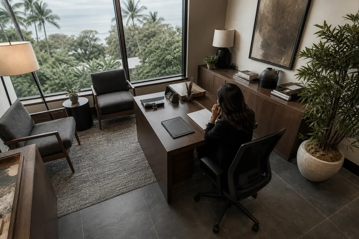 Editorial intake planning scene for AI Answering in Kahaluu-Keauhou, Hawaii