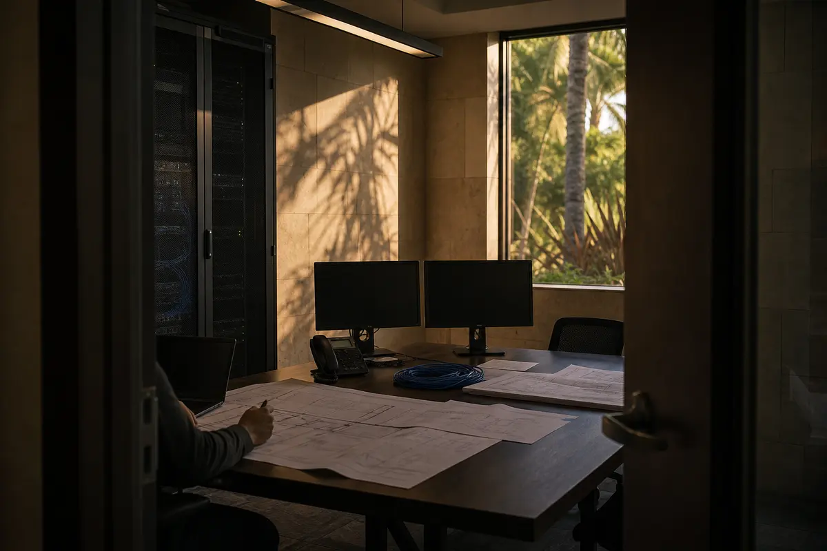 Editorial platform planning scene for Custom Software in Waikoloa Village, Hawaii
