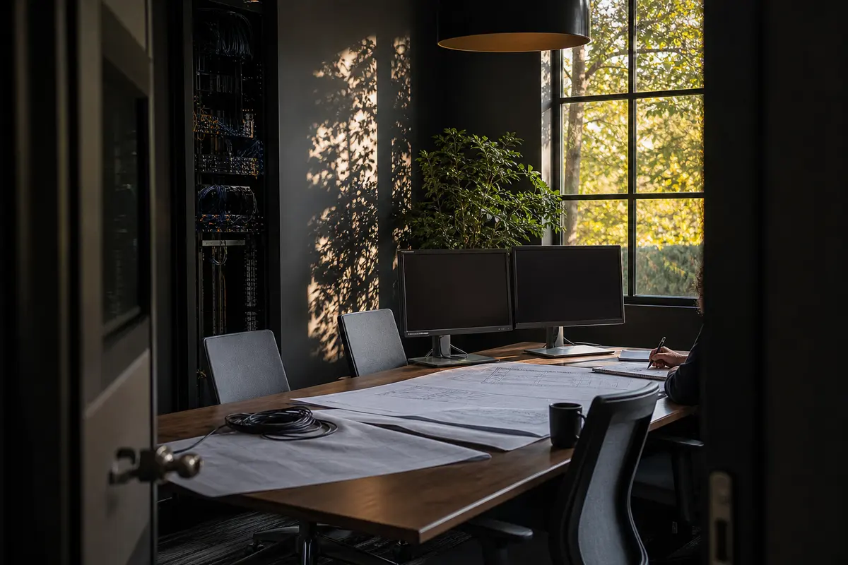 Editorial platform planning scene for Dedicated Hosting in Hayden, Idaho