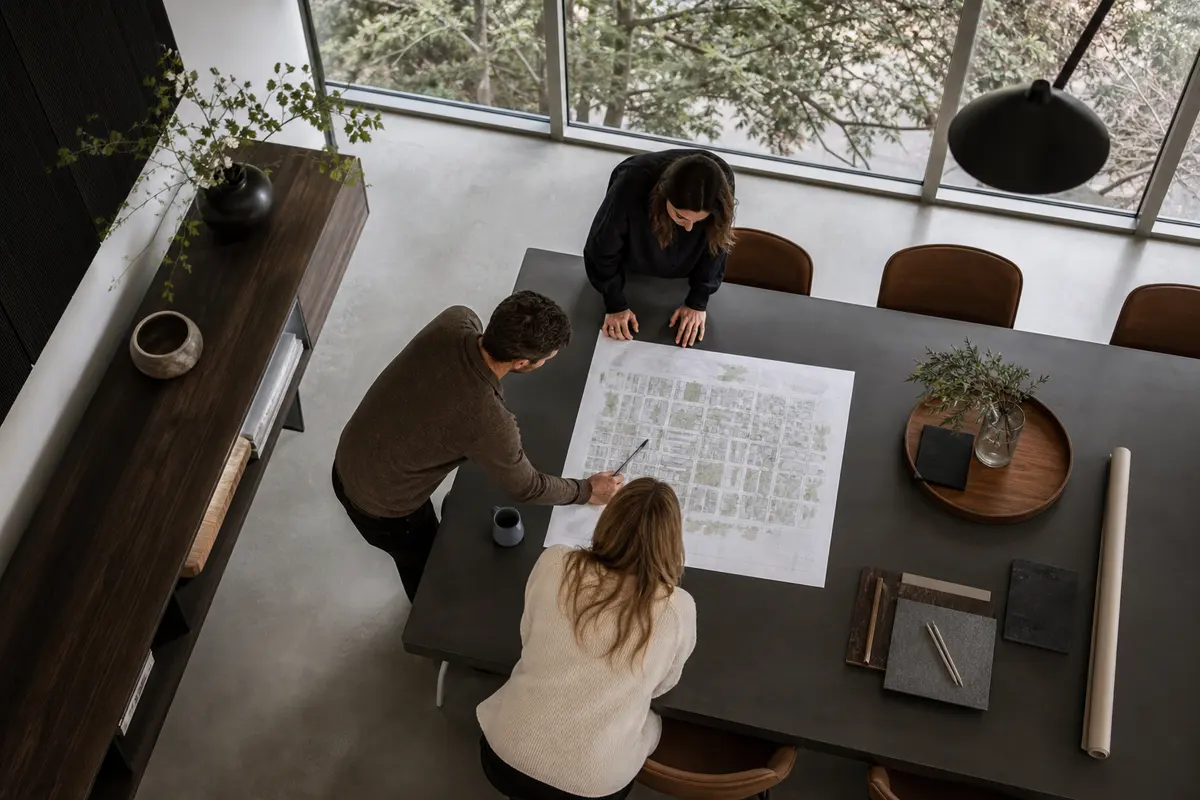Editorial marketing planning scene for AI SEO in Sandpoint, Idaho