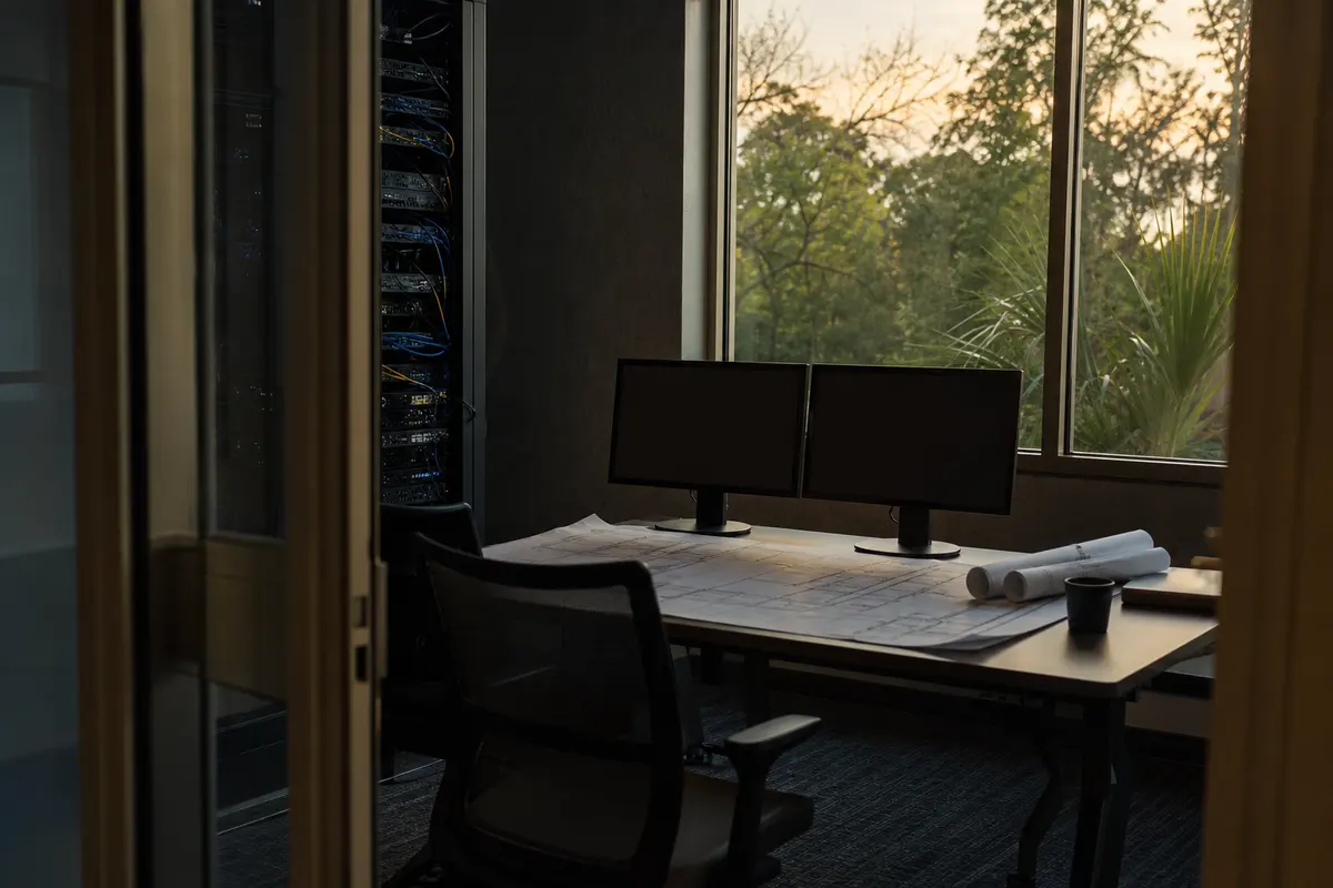 Editorial platform planning scene for Dedicated Hosting in Bradley, Illinois